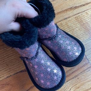 US Sports Girls Boots glitter pink star size 5